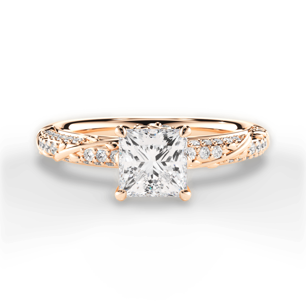 Josephine Princess Cut Lab Grown Diamond 18Kt Rose Gold Engagement Ring