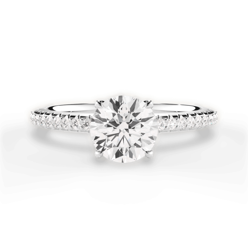 Giselle Round Cut Lab Grown Diamond 14Kt White Gold Engagement Ring