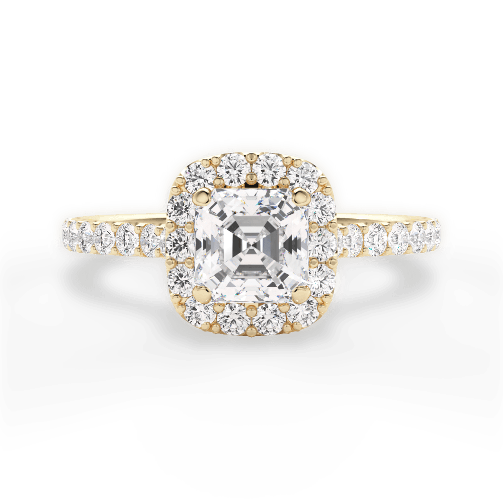Ingrid Asscher Cut Lab Grown Diamond 18Kt Yellow Gold Engagement Ring