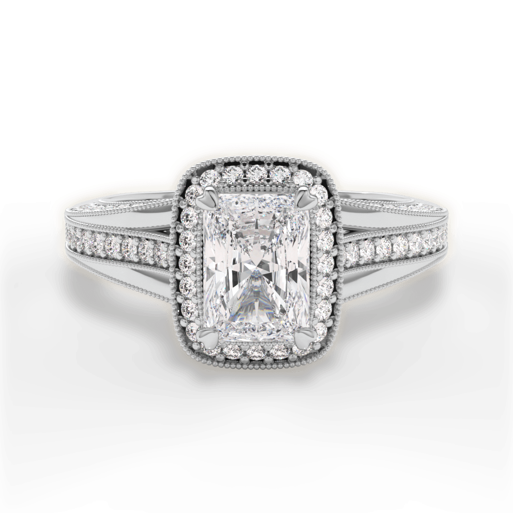 Lillian Radiant Cut Lab Grown Diamond 14Kt White Gold Engagement Ring