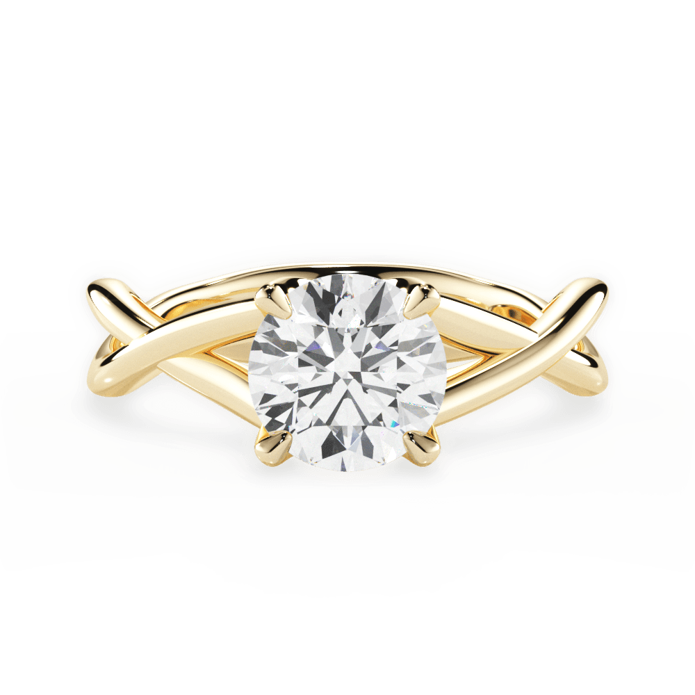 Aubrey Round Cut Lab Grown Diamond 18Kt Yellow Gold Engagement Ring