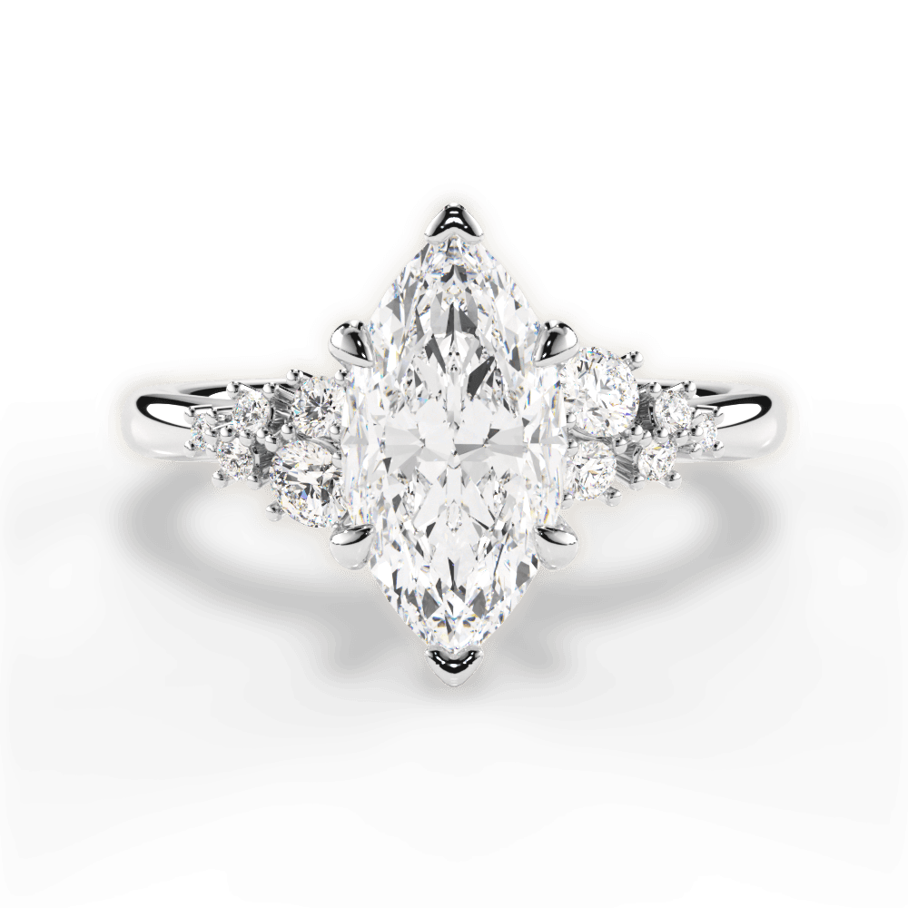 Carmen Marquise Cut Lab Grown Diamond 18Kt White Gold Engagement Ring