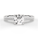 Donna Round Cut Lab Grown Diamond Platinum Engagement Ring