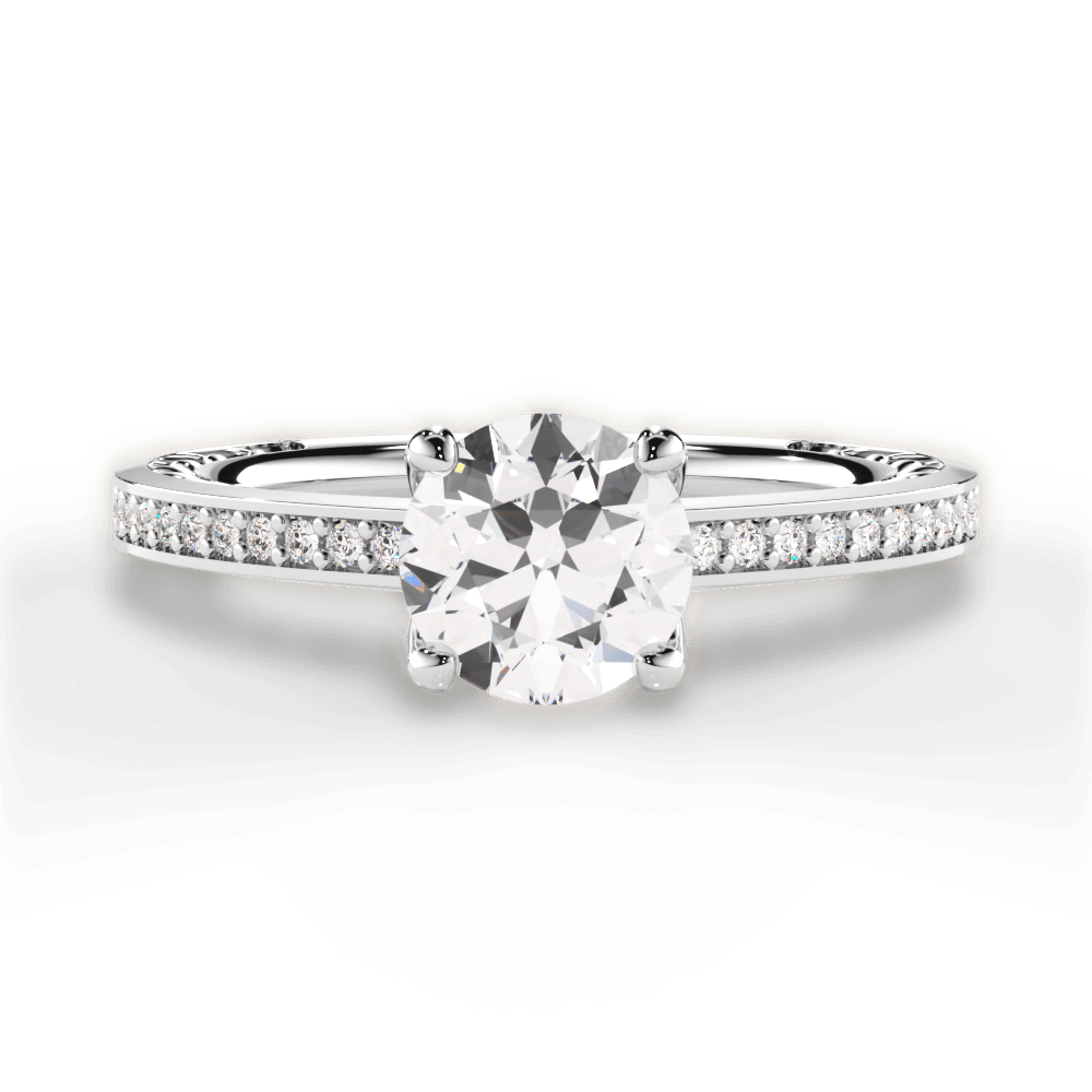 Donna Round Cut Lab Grown Diamond 14Kt White Gold Engagement Ring