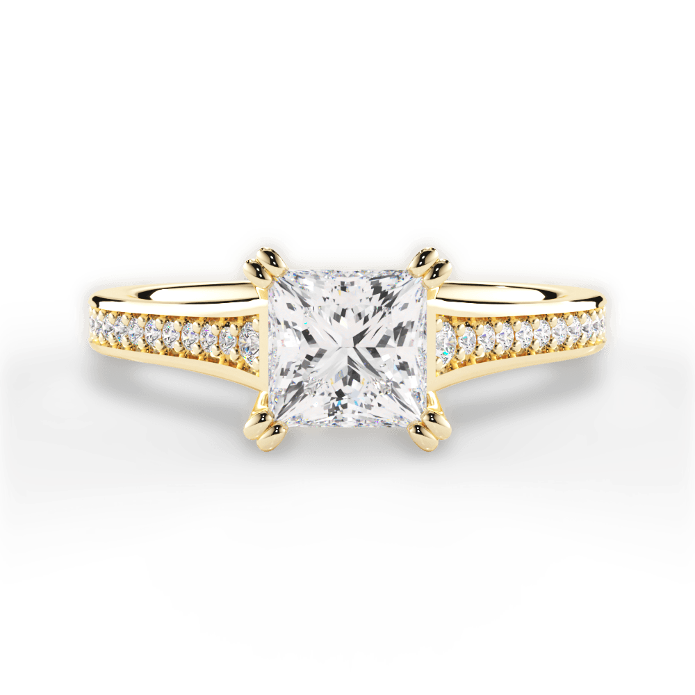 Delia Princess Cut Lab Grown Diamond 18Kt Yellow Gold Engagement Ring