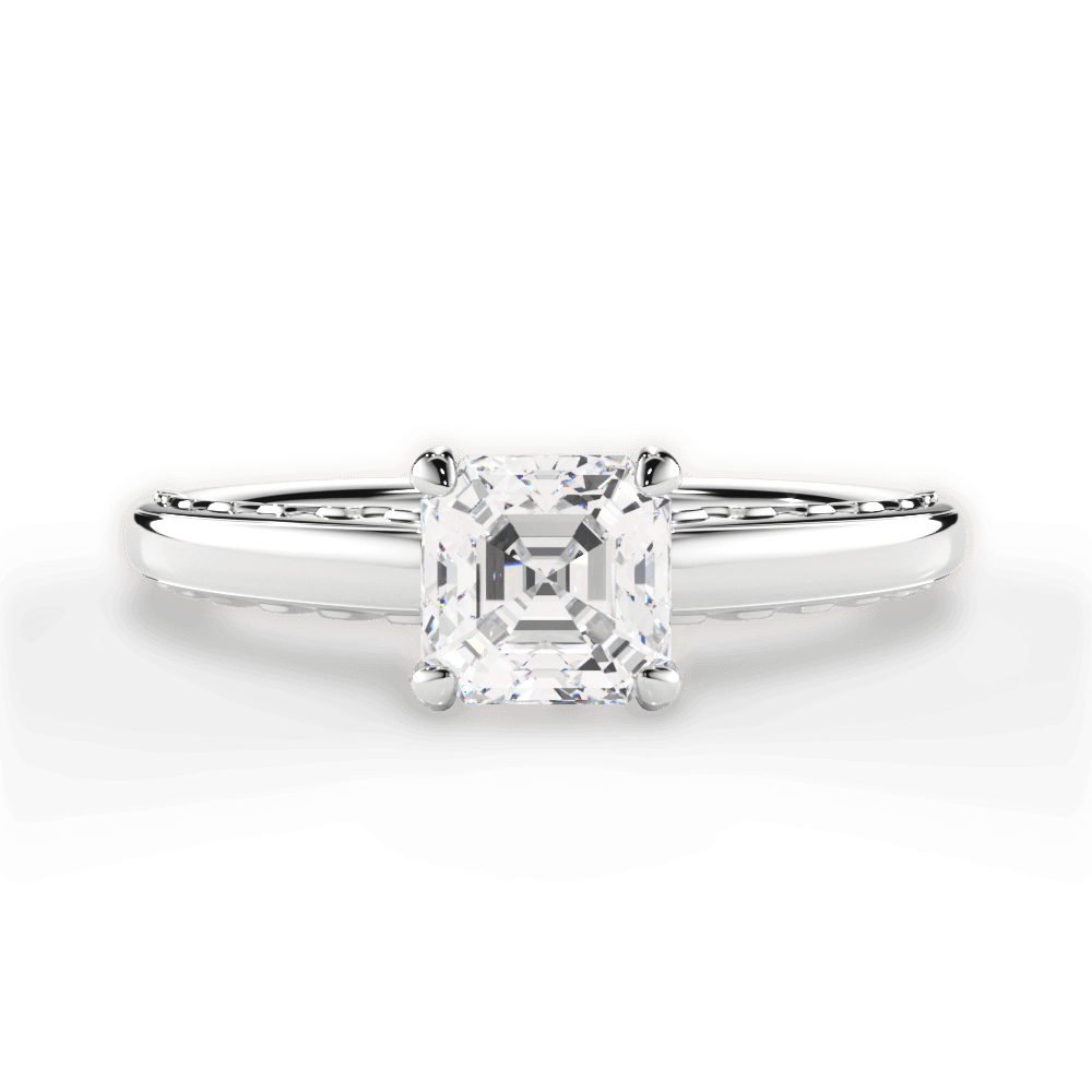 Annette Asscher Cut Lab Grown Diamond Platinum Engagement Ring