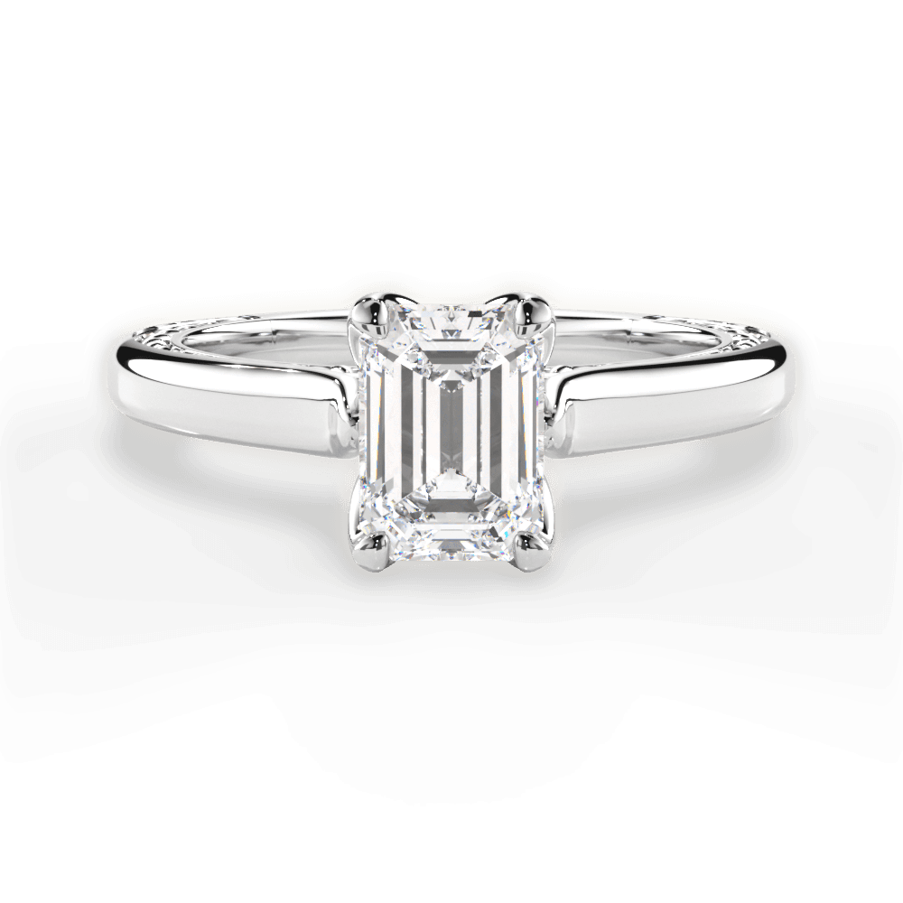 Carrie Emerald Cut Lab Grown Diamond Platinum Engagement Ring