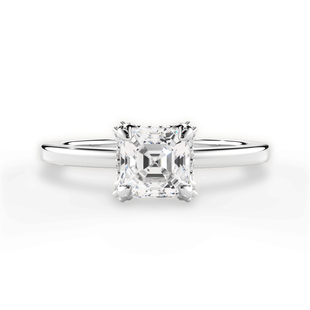 Gemma Asscher Cut Lab Grown Diamond 14Kt White Gold Engagement Ring