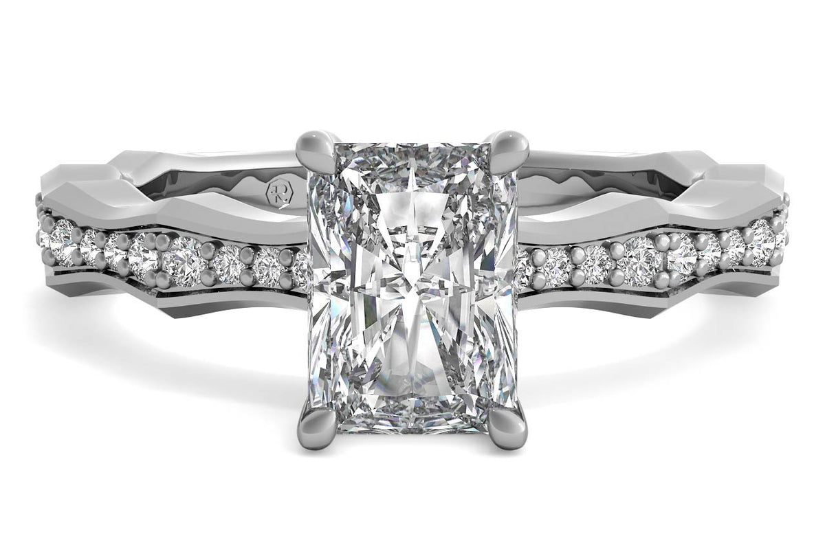 Wendy radiant lab diamond engagement ring in 18k white gold