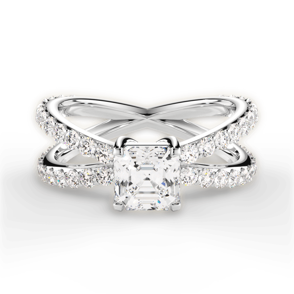Lauren Asscher Cut Lab Grown Diamond 18Kt White Gold Engagement Ring