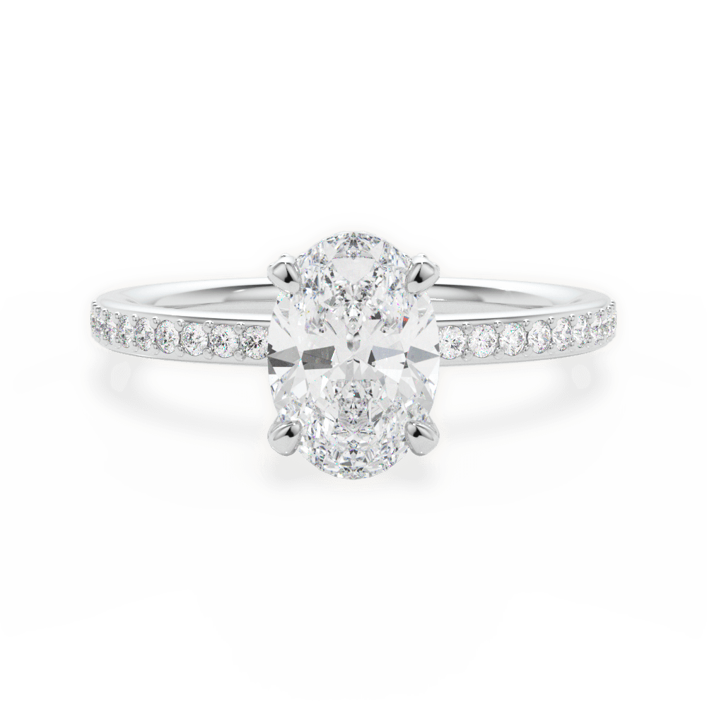 Janice Oval Cut Lab Grown Diamond 14Kt White Gold Engagement Ring