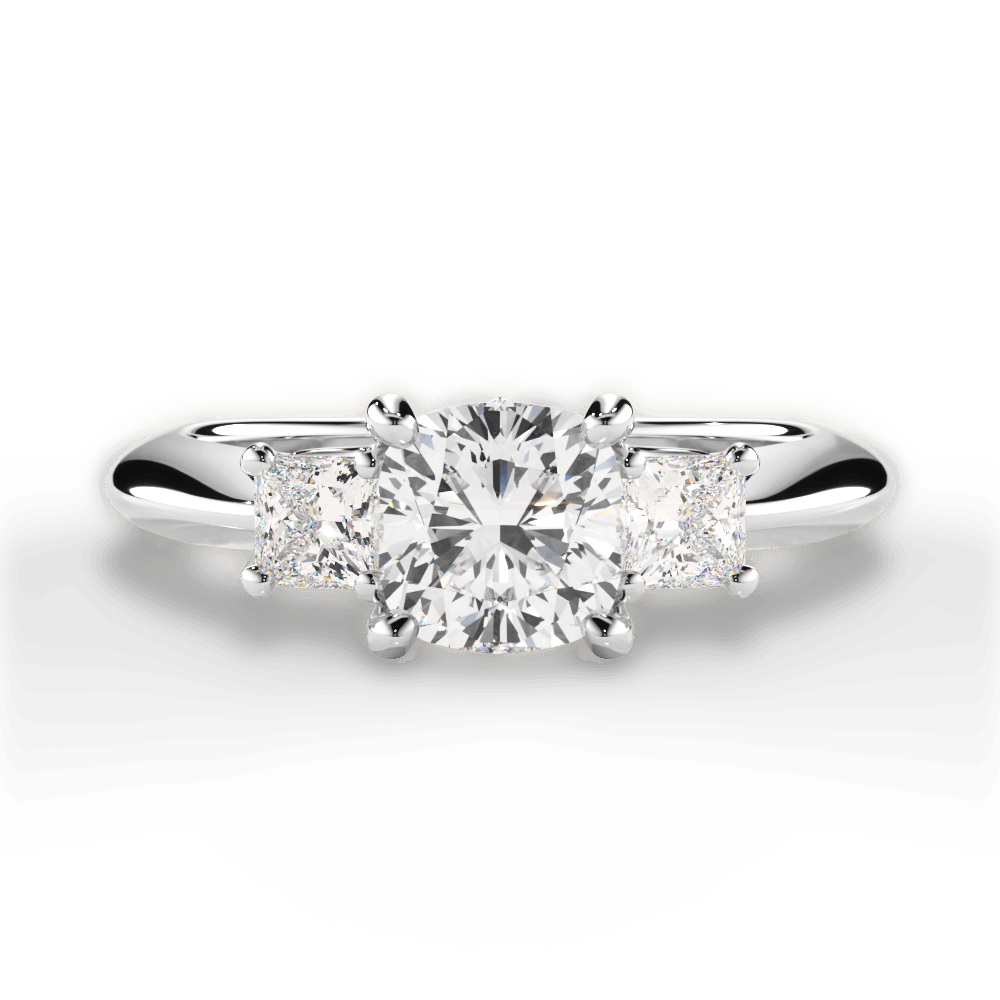 Dorothy Cushion Cut Lab Grown Diamond 14Kt White Gold Engagement Ring
