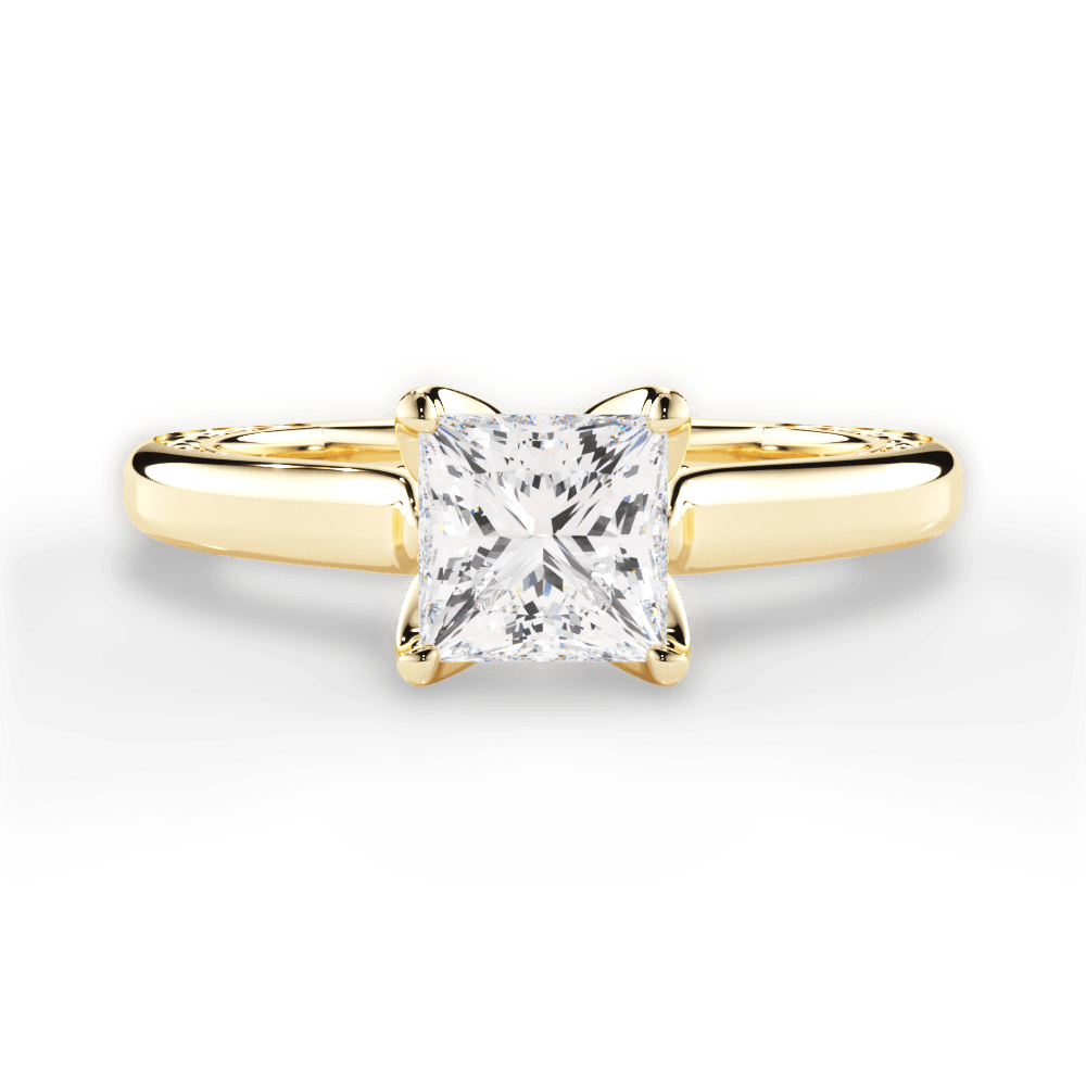 Carrie Princess Cut Lab Grown Diamond 18Kt Yellow Gold Engagement Ring