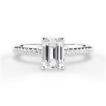 Giselle Emerald Cut Lab Grown Diamond 14Kt White Gold Engagement Ring