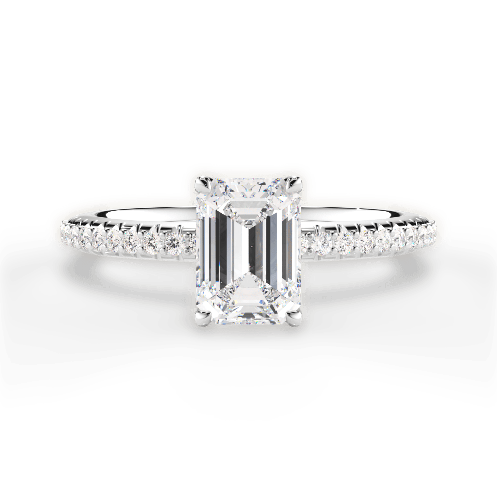 Giselle Emerald Cut Lab Grown Diamond 18Kt White Gold Engagement Ring