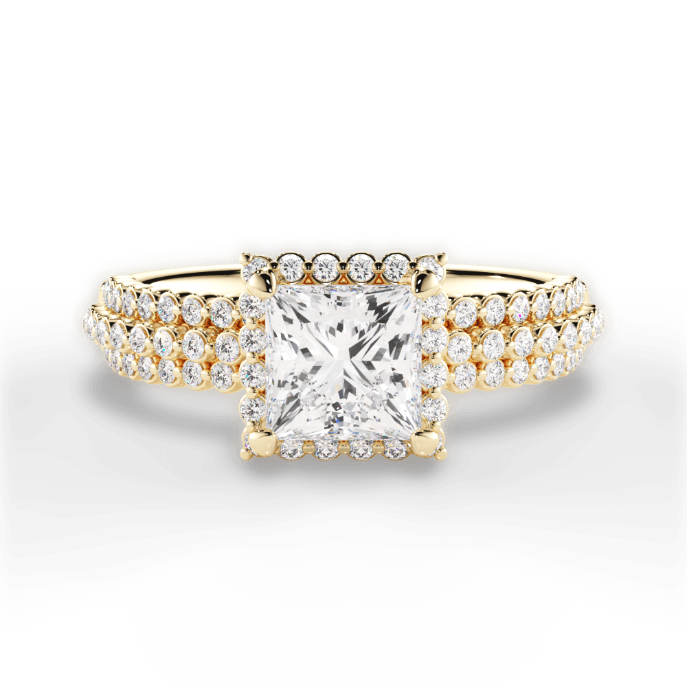 Jocelyn Princess Cut Lab Grown Diamond 18Kt Yellow Gold Engagement Ring