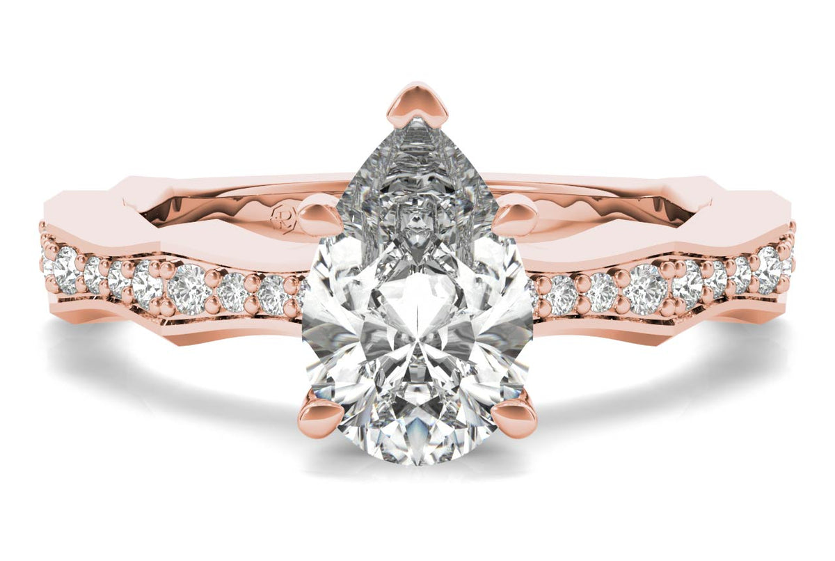 Wendy pear lab diamond engagement ring in 18k rose gold