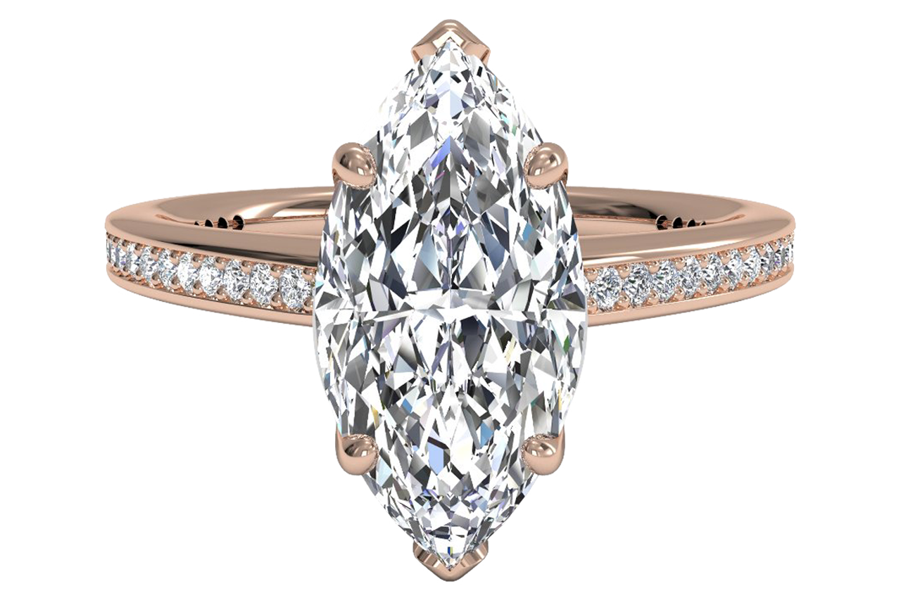 Judith Marquise Cut Lab Grown Diamond 18Kt Rose Gold Engagement Ring