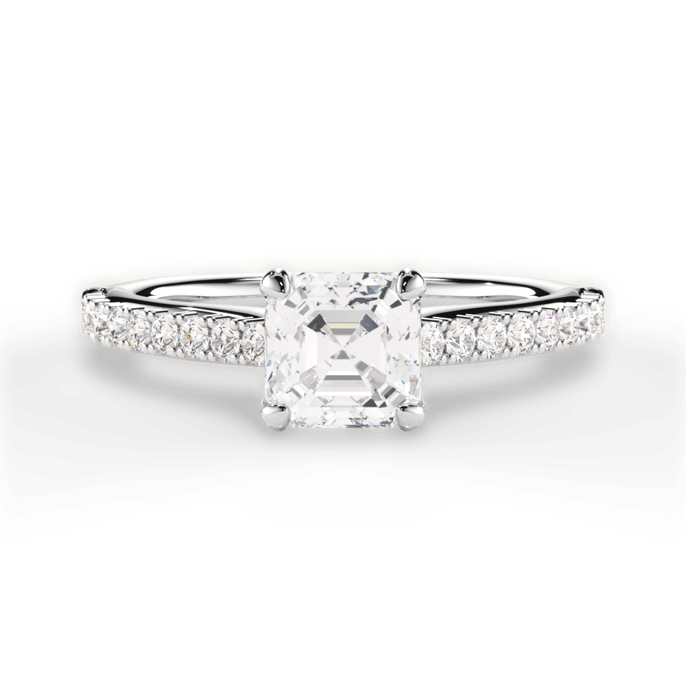 Frances Asscher Cut Lab Grown Diamond 18Kt White Gold Engagement Ring