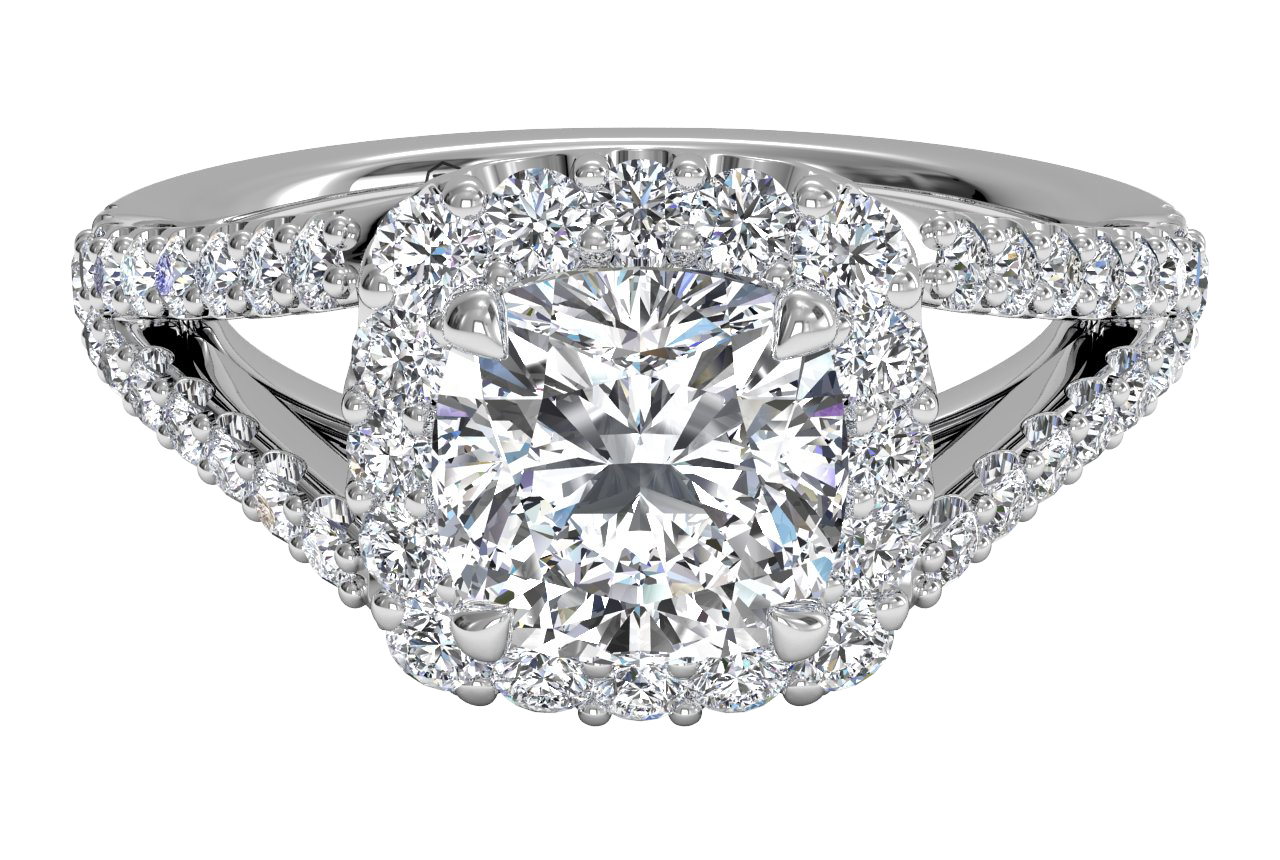 Kelly Cushion Cut Lab Grown Diamond 14Kt White Gold Engagement Ring