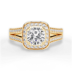 Mackenzie Cushion Cut Lab Grown Diamond 18Kt Yellow Gold Engagement Ring