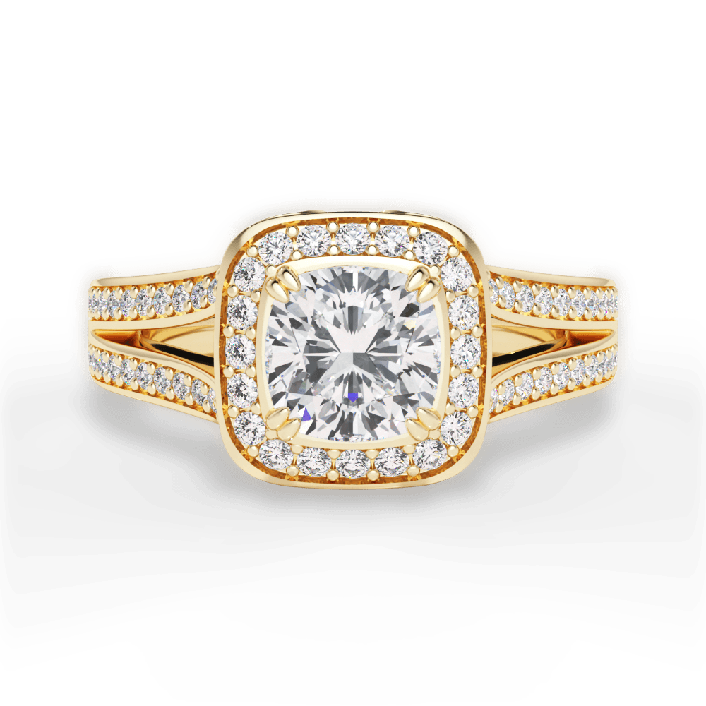 Mackenzie Cushion Cut Lab Grown Diamond 18Kt Yellow Gold Engagement Ring