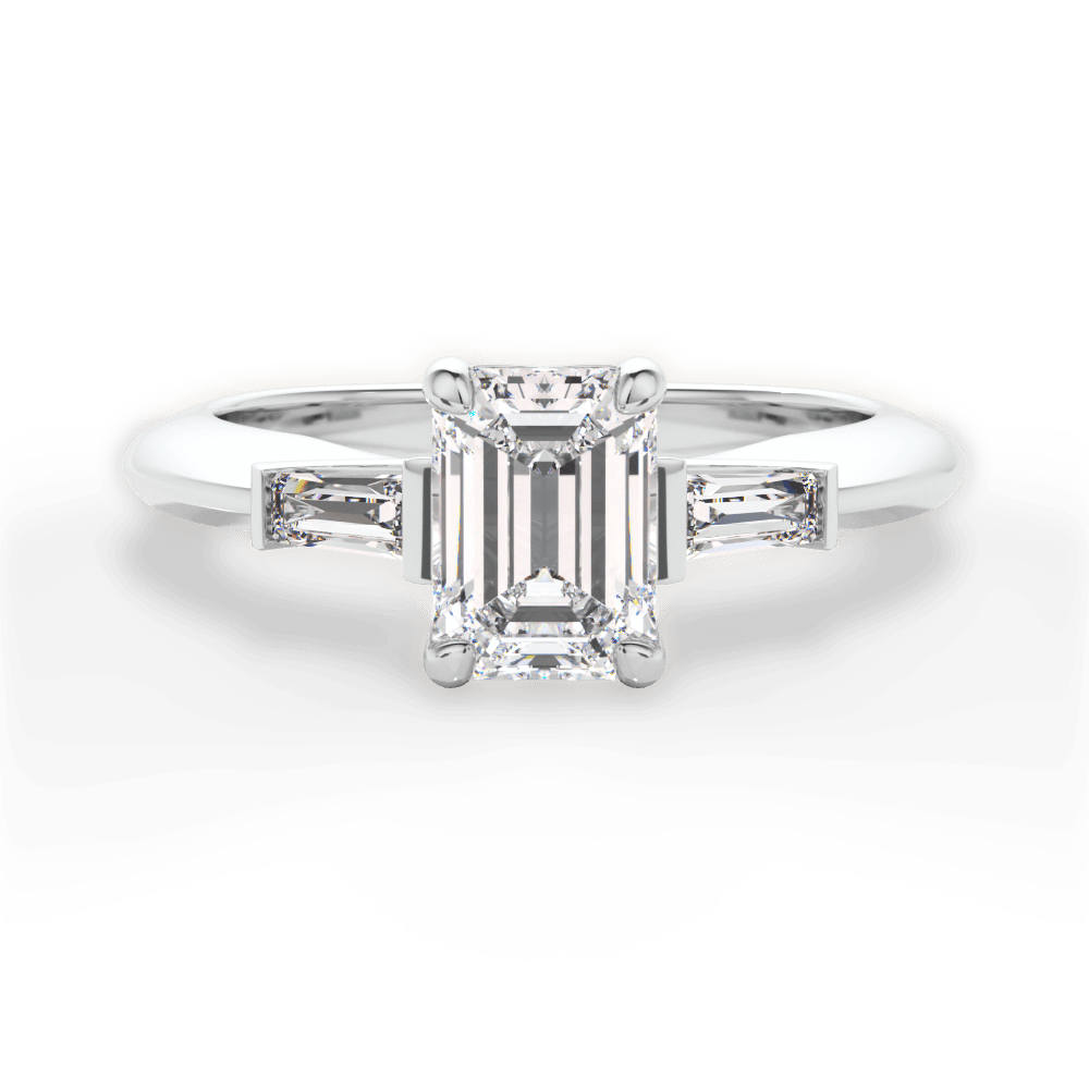 Emily Emerald Cut Lab Grown Diamond 14Kt White Gold Engagement Ring