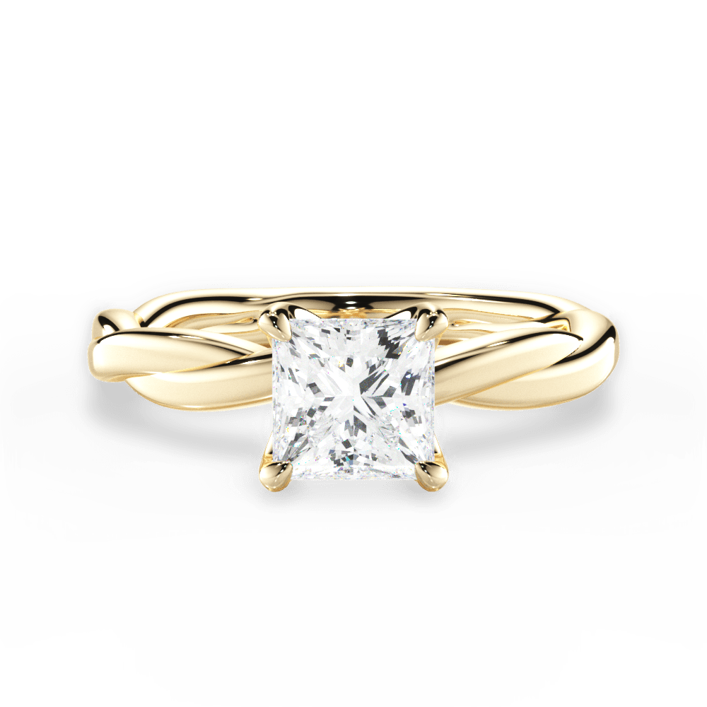 Bianca Princess Cut Lab Grown Diamond 18Kt Yellow Gold Engagement Ring