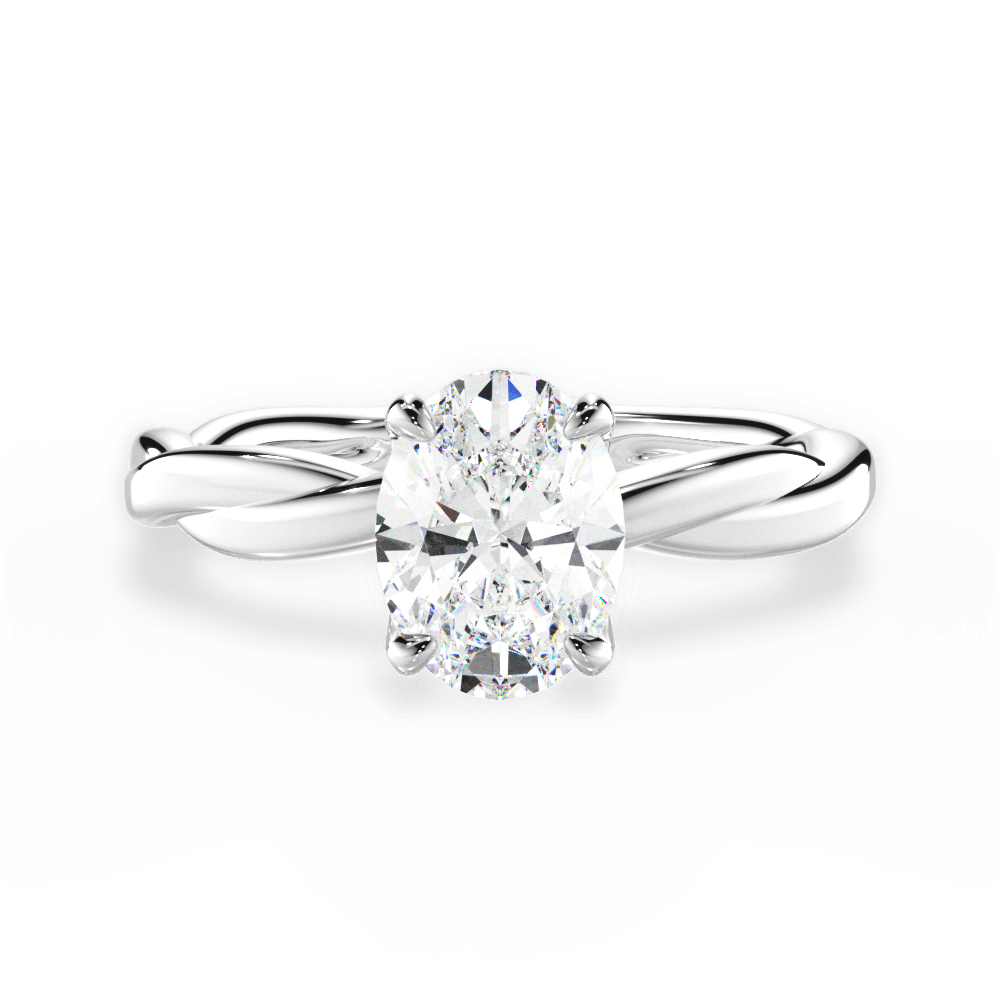 Bianca Oval Cut Lab Grown Diamond 14Kt White Gold Engagement Ring