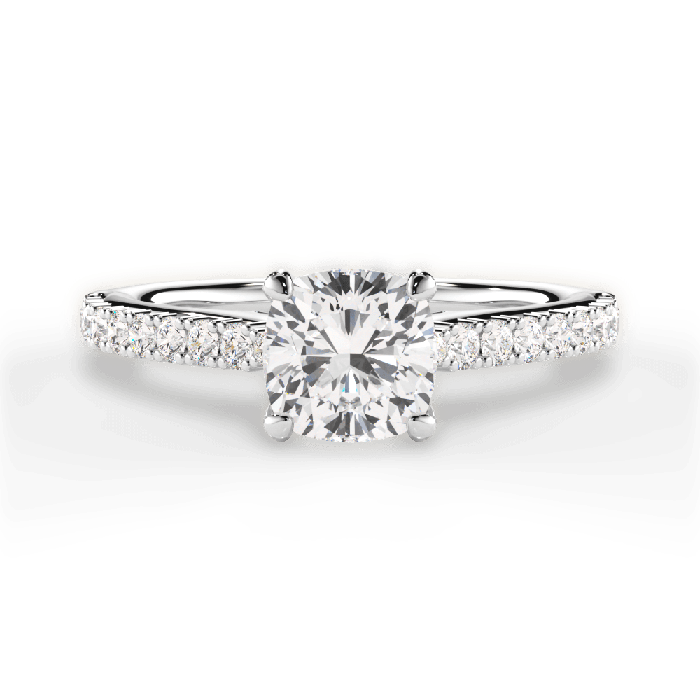 Frances Cushion Cut Lab Grown Diamond 14Kt White Gold Engagement Ring