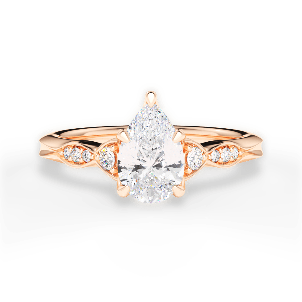 Cassie Pear Cut Lab Grown Diamond 18Kt Rose Gold Engagement Ring
