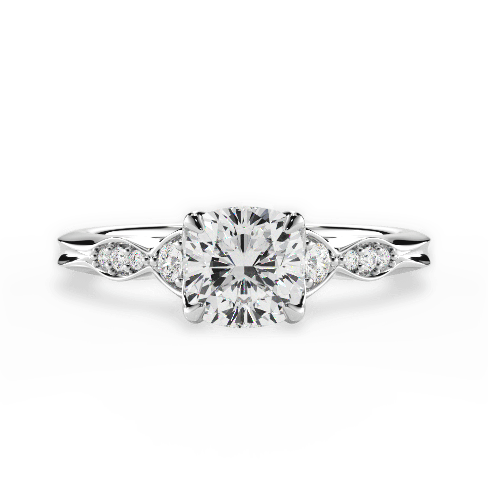 Cassie Cushion Cut Lab Grown Diamond 14Kt White Gold Engagement Ring