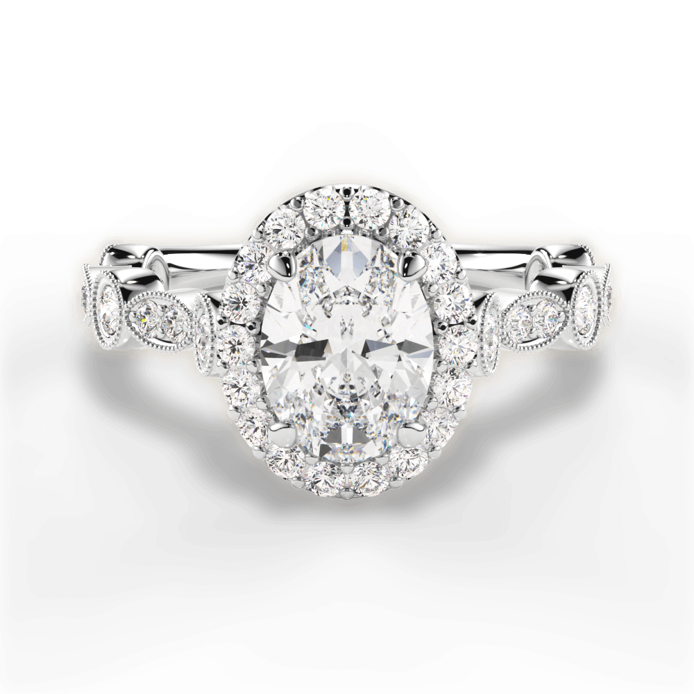 Irene Oval Cut Lab Grown Diamond 14Kt White Gold Engagement Ring