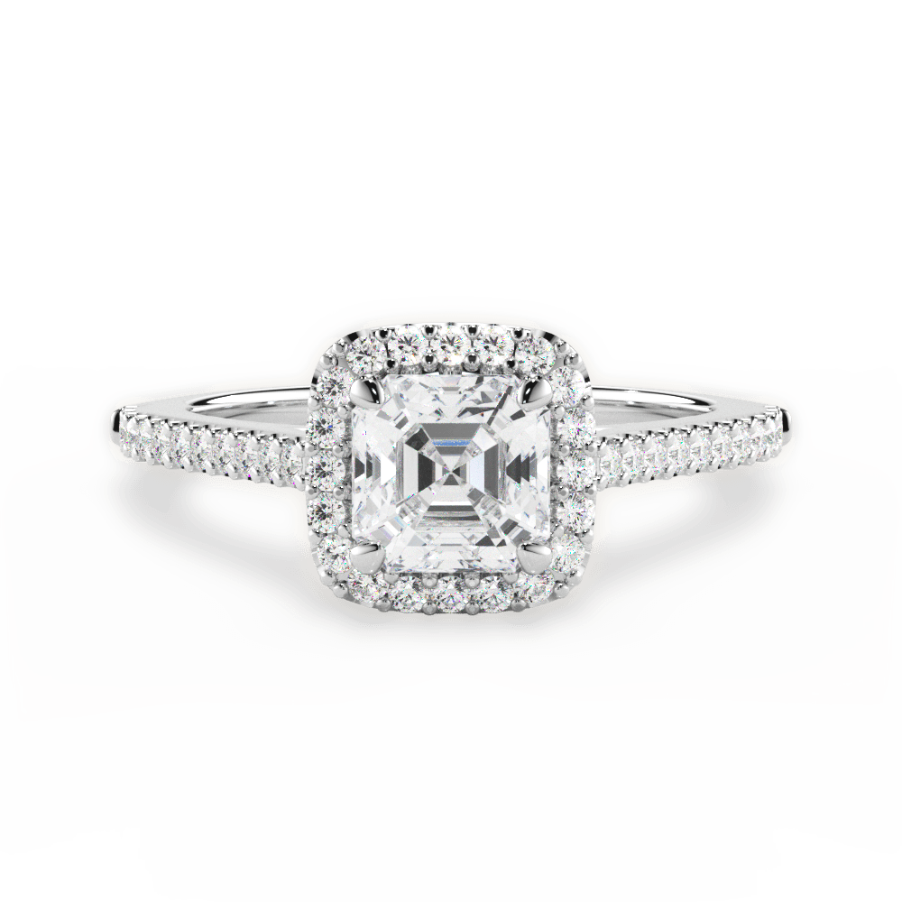 Jeanne Asscher Cut Lab Grown Diamond Platinum Engagement Ring