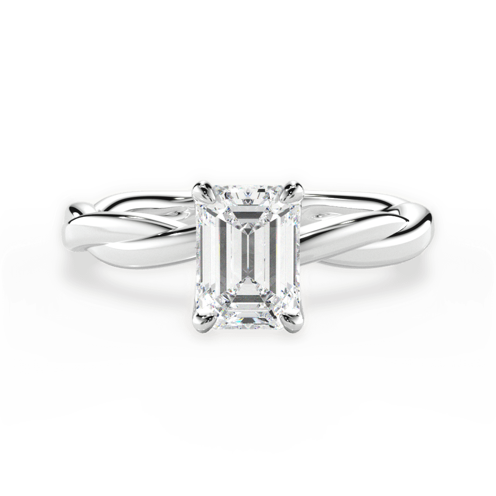 Bianca Emerald Cut Lab Grown Diamond Platinum Engagement Ring