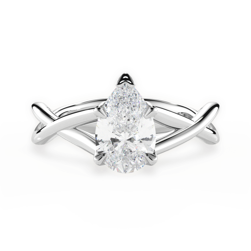 Aubrey Pear Cut Lab Grown Diamond 14Kt White Gold Engagement Ring