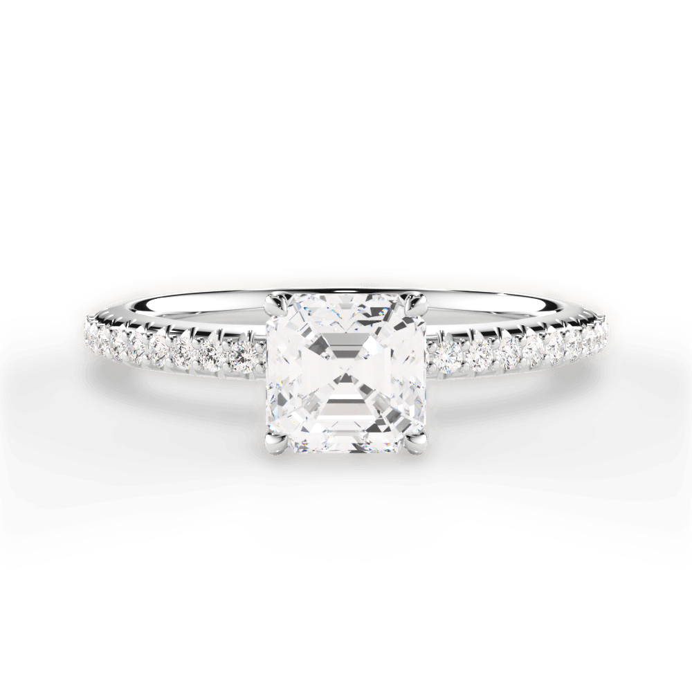 Giselle Asscher Cut Lab Grown Diamond 18Kt White Gold Engagement Ring