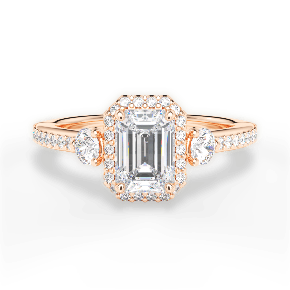 Julia Emerald Cut Lab Grown Diamond 18Kt Rose Gold Engagement Ring