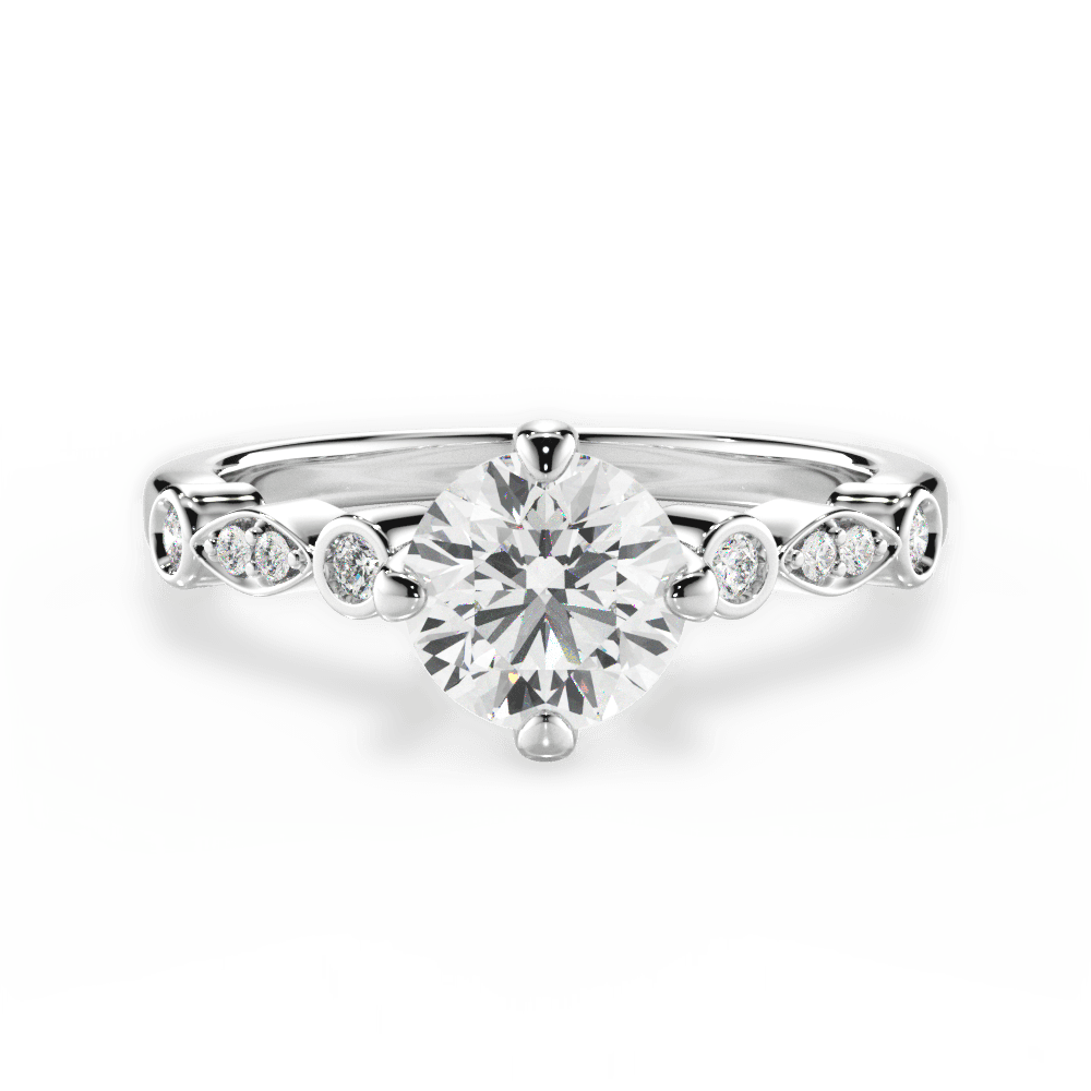Catherine Round Cut Lab Grown Diamond 18Kt White Gold Engagement Ring
