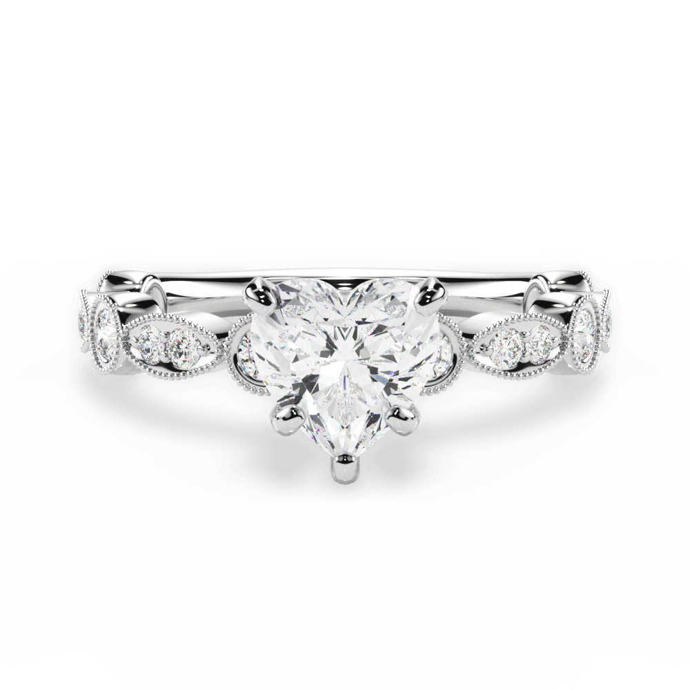 Edith Heart Cut Lab Grown Diamond Platinum Engagement Ring