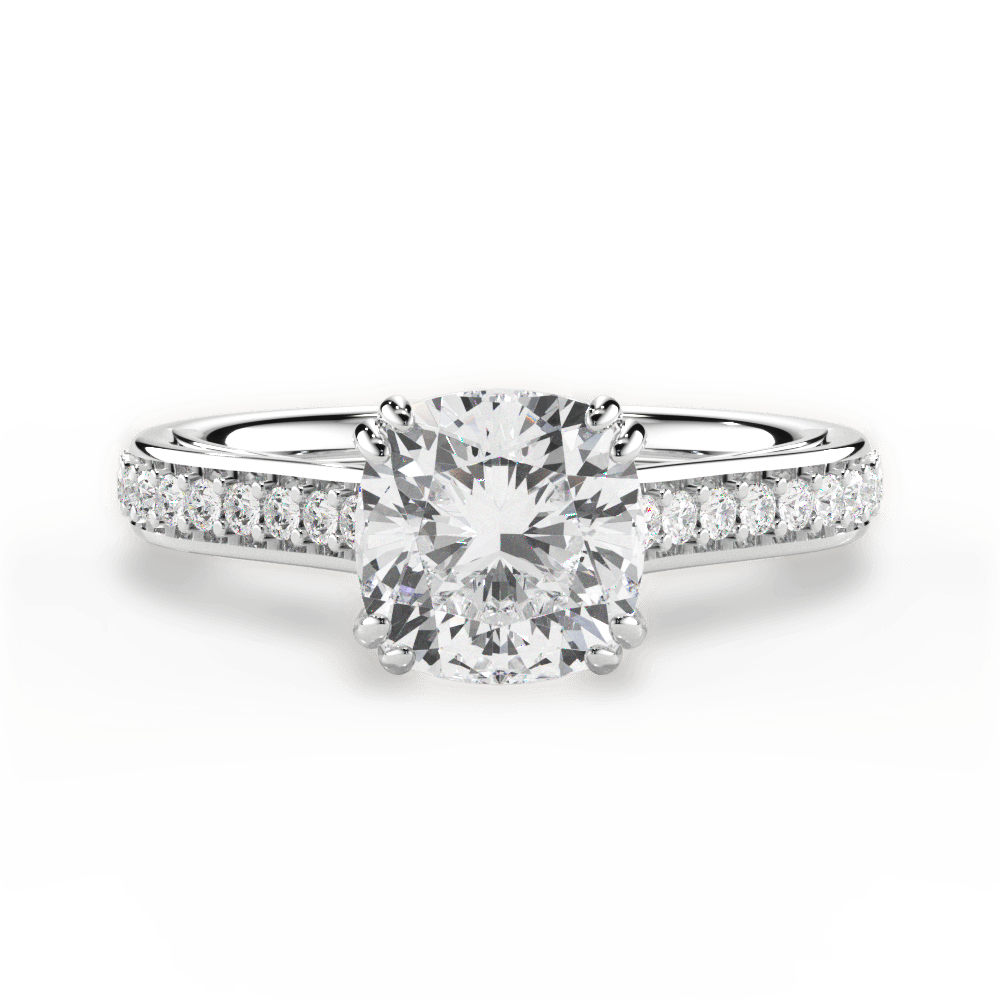 Deborah Cushion Cut Lab Grown Diamond 14Kt White Gold Engagement Ring