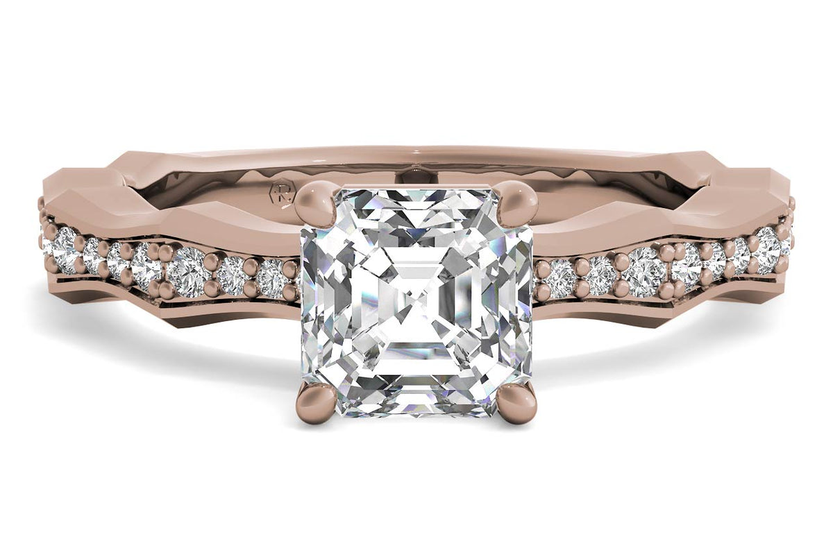 Wendy asscher lab diamond engagement ring in 18k rose gold