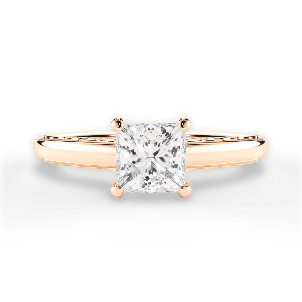 Annette Princess Cut Lab Grown Diamond 18Kt Rose Gold Engagement Ring
