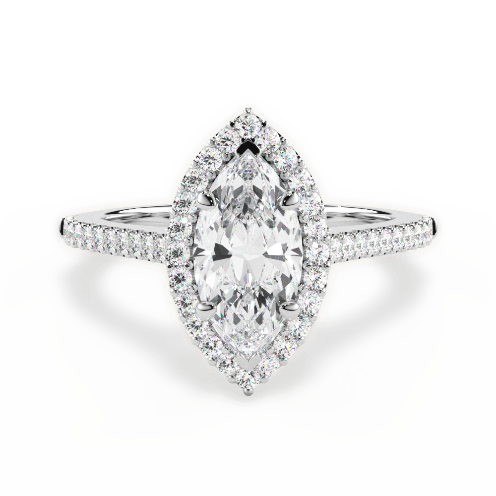 Jeanne Marquise Cut Lab Grown Diamond 14Kt White Gold Engagement Ring