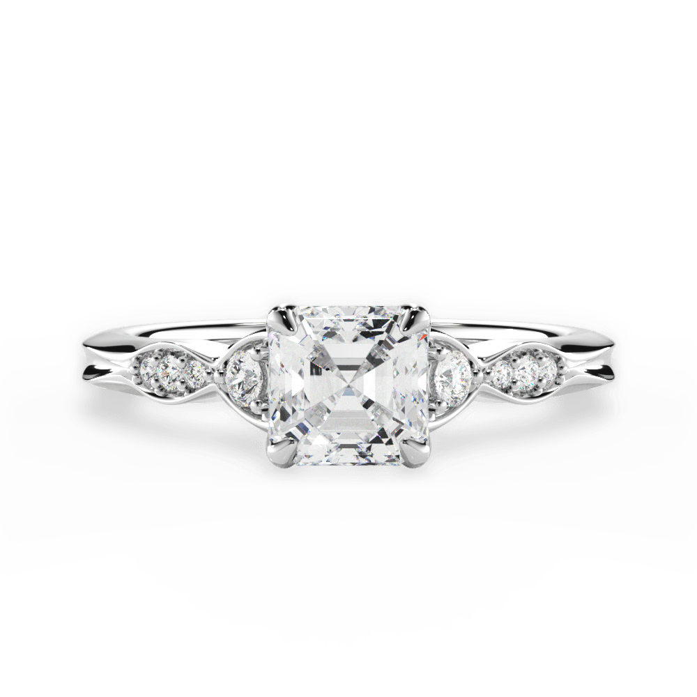 Cassie Asscher Cut Lab Grown Diamond Platinum Engagement Ring