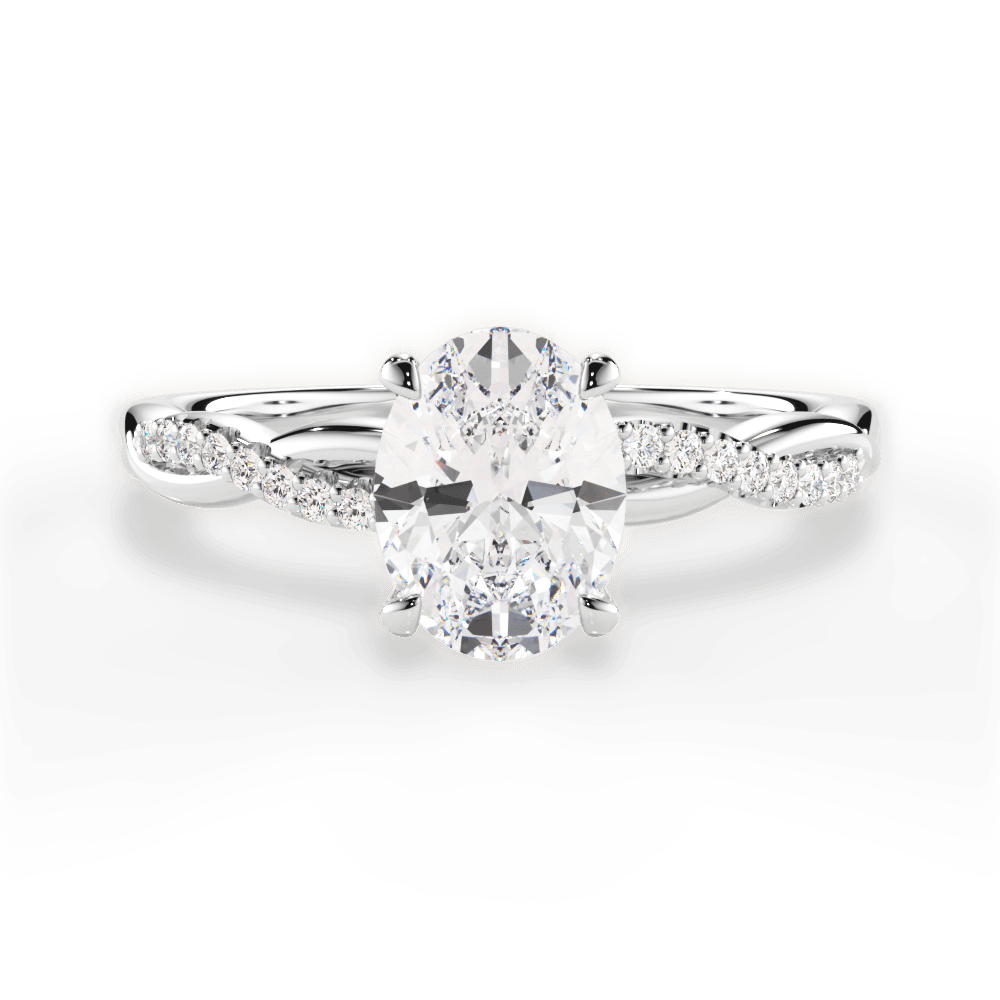 Charlotte Oval Cut Lab Grown Diamond 14Kt White Gold Engagement Ring