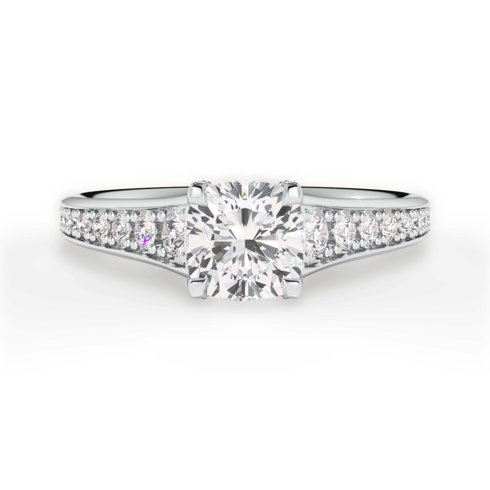 Leslie Cushion Cut Lab Grown Diamond 18Kt White Gold Engagement Ring