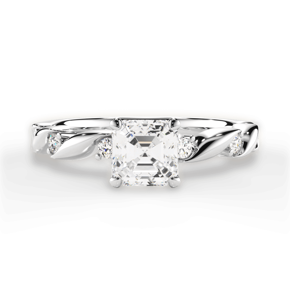 Emma Asscher Cut Lab Grown Diamond 18Kt White Gold Engagement Ring