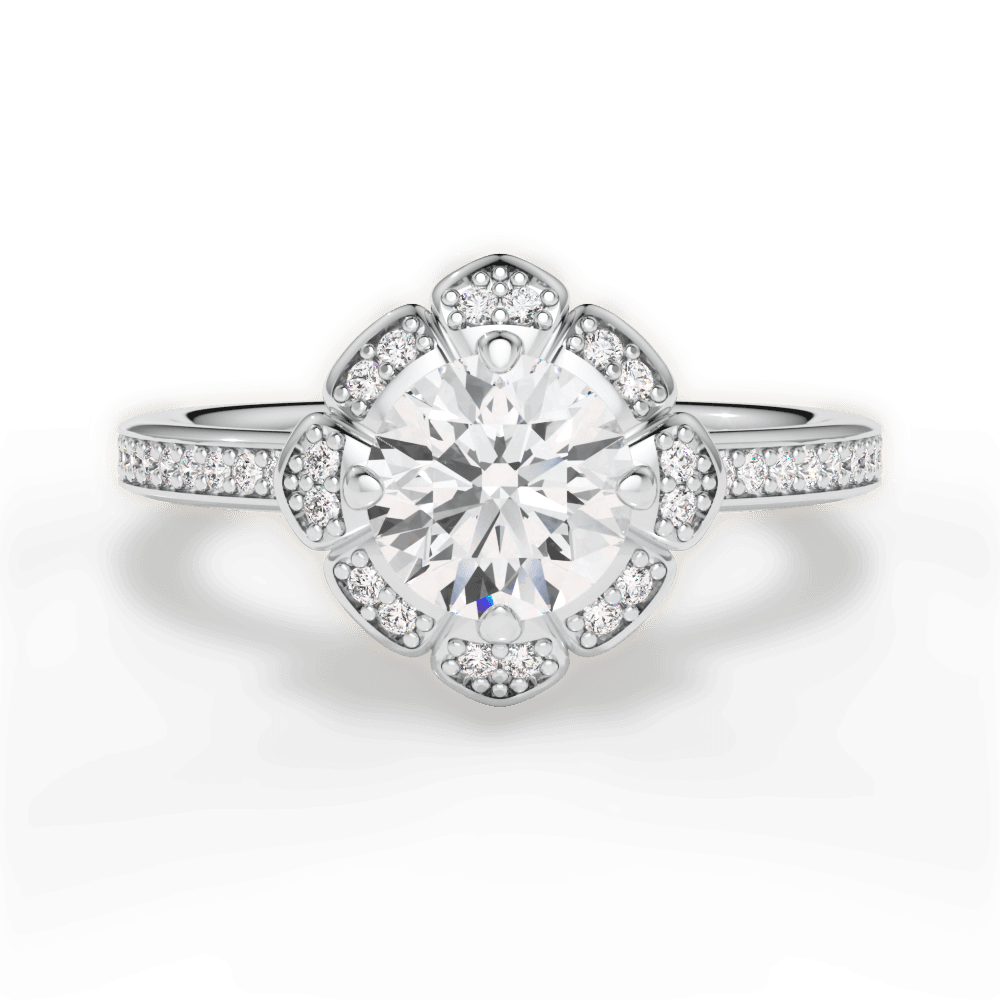 Hayley Round Cut Lab Grown Diamond 18Kt White Gold Engagement Ring