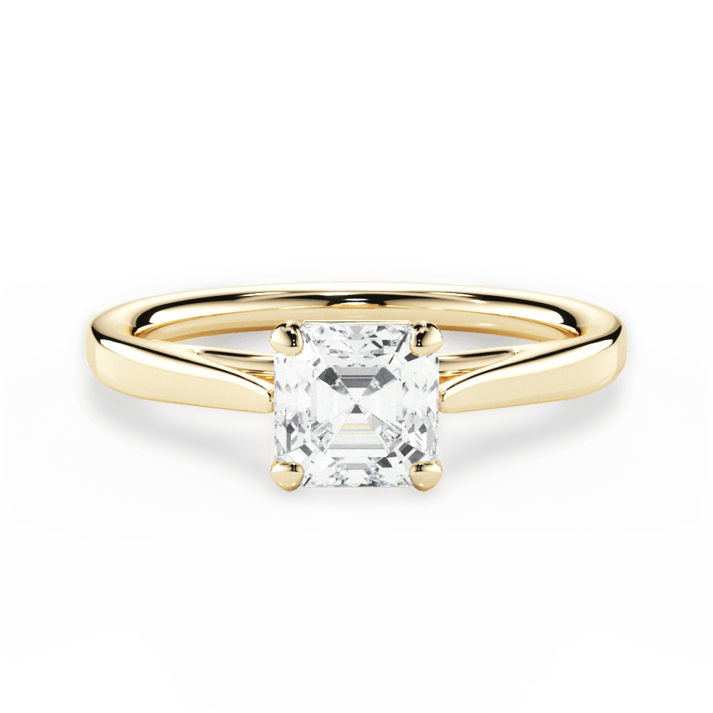 Angie Asscher Cut Lab Grown Diamond 18Kt Yellow Gold Engagement Ring